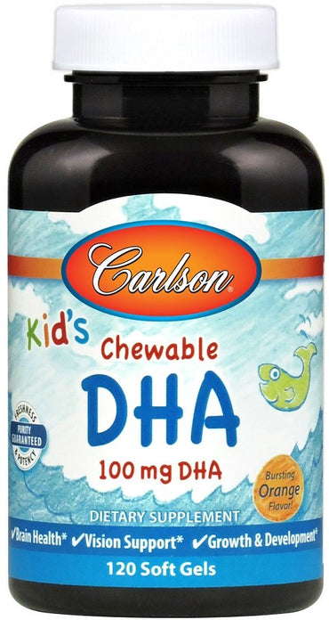 Carlson Labs, Kid's Chewable DHA, 100mg Orange - 120 softgels