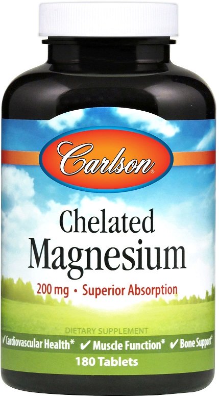 Carlson Labs, Chelated Magnesium, 200mg - 180 tablets