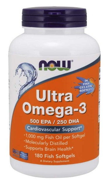 NOW Foods, Ultra Omega-3 (In Fish Gelatin Softgels) - 180 fish softgels