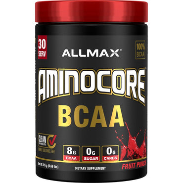 Allmax nutrition, aminocore bcaa, punch aux fruits - 315g