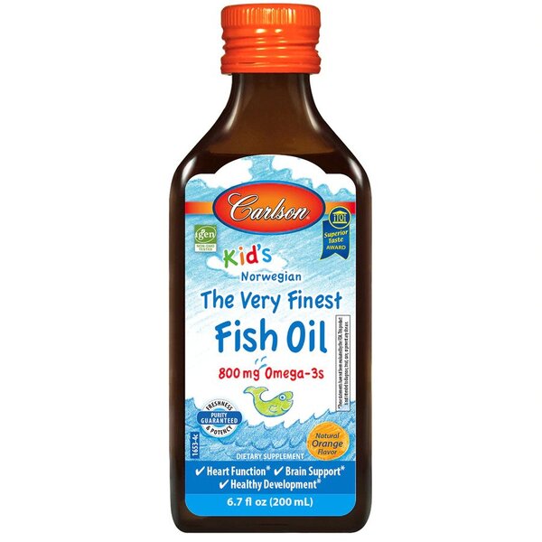 Carlson Labs, Kid's The Very Finest Fish Oil, 800mg Natural Orange - 200 ml.