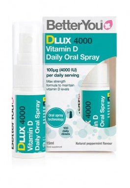 BetterYou, DLux 4000 Daily Vitamin D Mundspray, natürliche Pfefferminze – 15 ml.