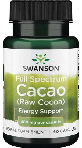 Swanson, Cacao à spectre complet (cacao brut), 400 mg - 60 gélules