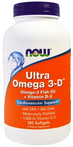 NOW Foods, Ultra Omega 3-D with Vitamin D-3 - 180 softgels