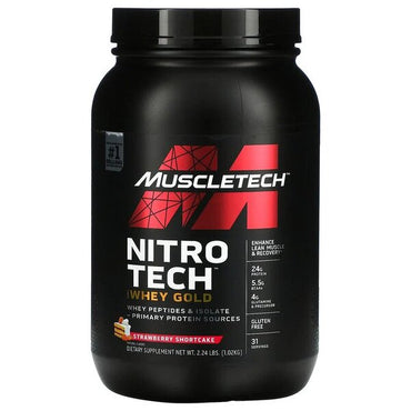 MuscleTech, Nitro-Tech 100% Whey Gold, Strawberry Shortcake - 1020g