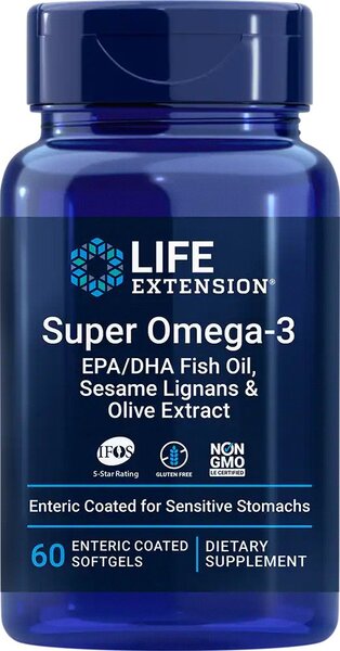 Life Extension, Super Omega-3 EPA/DHA with Sesame Lignans & Olive Extract - 60 enteric coated softgels