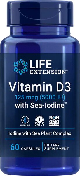 Life Extension, Vitamin D3 with Sea-Iodine, 5000IU - 60 caps