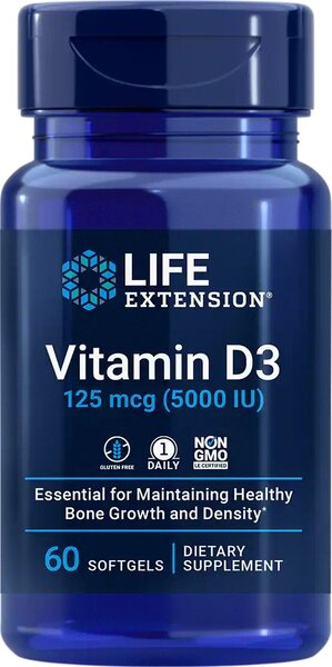 Life Extension, Vitamin D3, 5000IU - 60 softgels