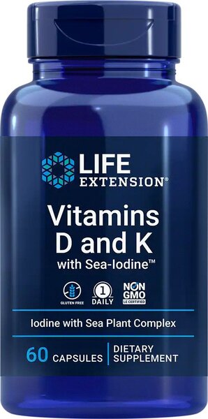 Life Extension, Vitamins D and K with Sea-Iodine - 60 caps