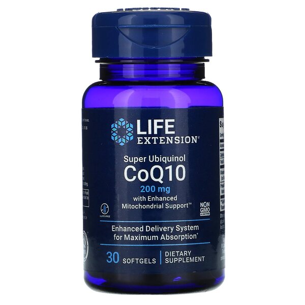 Life Extension, Super Ubiquinol CoQ10 with Enhanced Mitochondrial Support, 200mg - 30 softgels