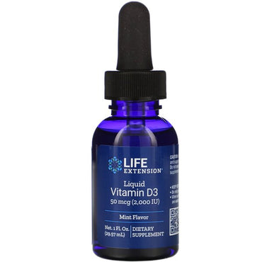 Life Extension, Liquid Vitamin D3, 50mcg (Mint) - 29 ml.