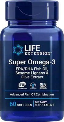 Life Extension, Super Omega-3 EPA/DHA con lignanos de sésamo y extracto de oliva - 60 cápsulas blandas