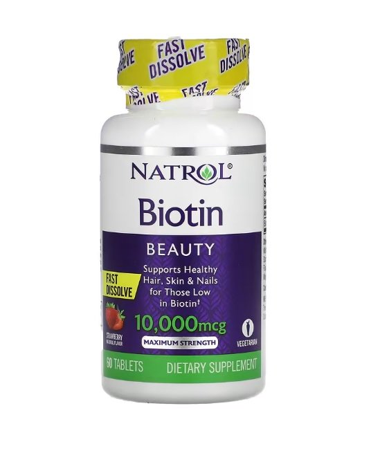 Natrol, Biotin Fast Dissolve, 10000mcg (Strawberry) - 60 tabs
