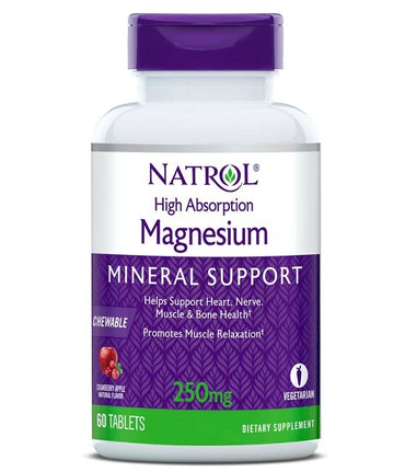 Natrol, High Absorption Magnesium, 250mg (Cranberry Apple) - 60 chewable tabs