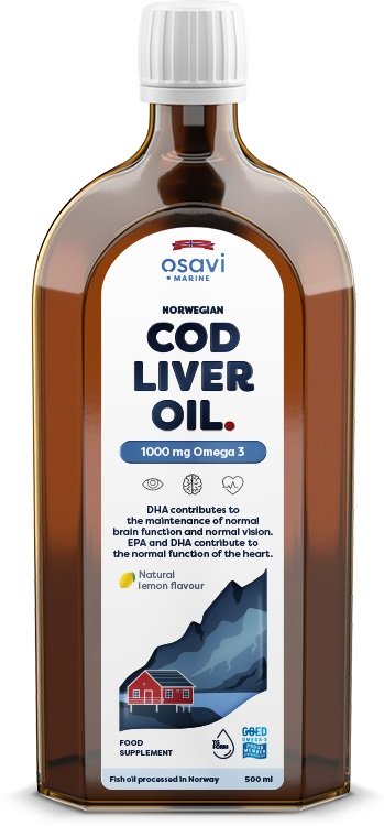 Osavi, Norwegian Cod Liver Oil, 1000mg Omega 3 (Lemon) - 500 ml.