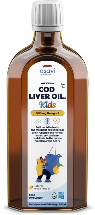 Osavi, Norwegian Cod Liver Oil Kids, 500mg Omega 3 (Lemon) - 250 ml.