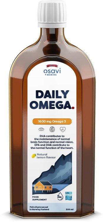 ओसावी, डेली ओमेगा, 1600 मिलीग्राम ओमेगा 3 (प्राकृतिक नींबू) - 500 मिली।