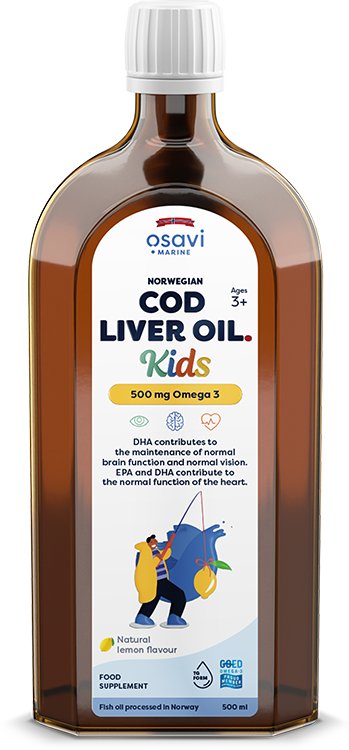 Osavi, Norwegian Cod Liver Oil Kids, 500mg Omega 3 (Lemon) - 500 ml.