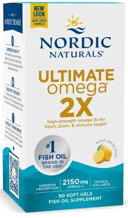 Nordic naturals, אומגה אולטימטיבית 2x, 2150 מ"ג לימון - 90 ג'לים רכים