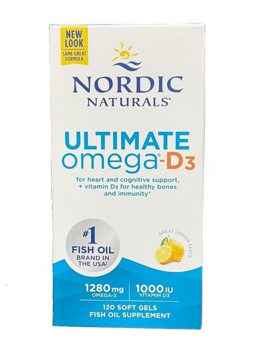 Nordic naturals, אומגה-d3 אולטימטיבי, 1280 מ"ג לימון - 120 ג'לים רכים
