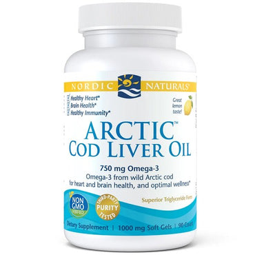 Nordic Naturals, Arctic Cod Liver Oil, 750mg Lemon - 90 softgels