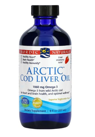 Nordic Naturals, Arctic Cod Liver Oil, 1060mg Strawberry - 237 ml.
