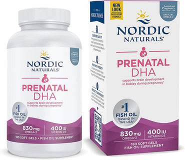 Nordic Naturals, Prenatal DHA, 830mg Omega-3 + 400 IU D3 Unflavored - 180 softgels