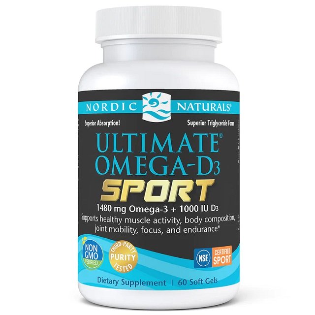 Nordic Naturals, Ultimate Omega-D3 Sport, 1480 mg de limón - 60 cápsulas blandas