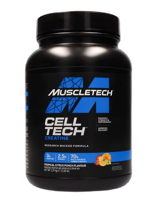 Muscletech, creatina cell-tech, ponche cítrico tropical (nova fórmula) - 2270g