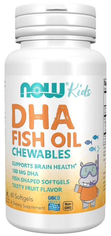NOW Foods, DHA Kids Fish Oil Chewables, 100mg - 60 softgels