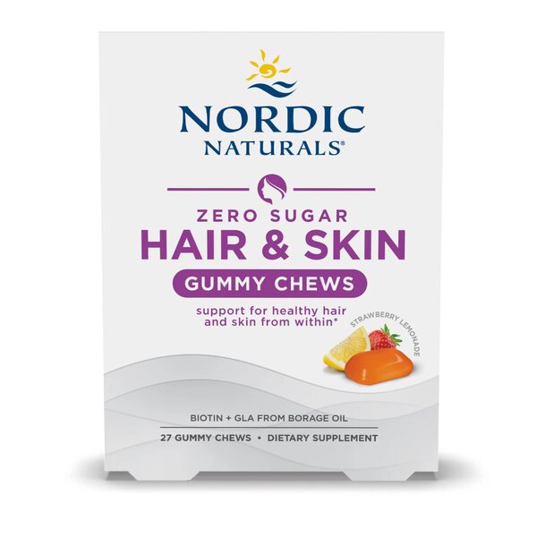 Nordic Naturals, Hair & Skin Gummy Chews, Strawberry Lemonade - 27 gummy chews