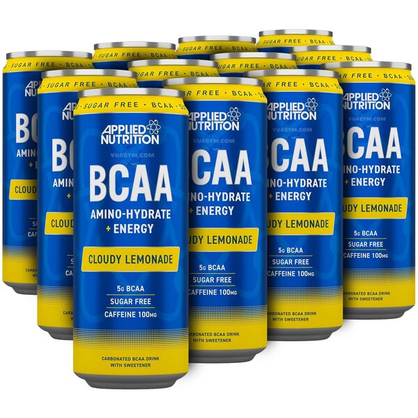 Applied Nutrition, BCAA Amino-Hydrate + Energy Cans, Cloudy Lemonade - 12 x 330 ml.