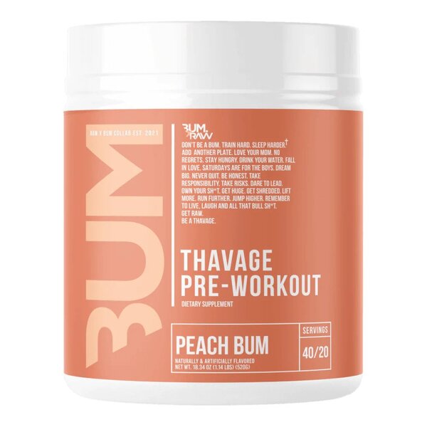 Raw Nutrition, Thavage Pre-Workout, Peach Bum - 520g