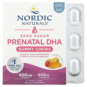 Nordic Naturals, Prenatal DHA Gummy Chews, Strawberry Orange - 27 gummies