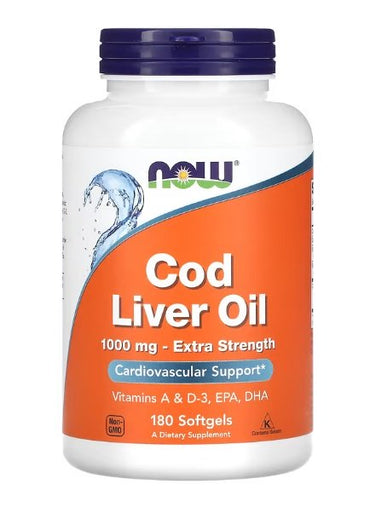 NOW Foods, Cod Liver Oil, 1000mg Extra Strength - 180 softgels