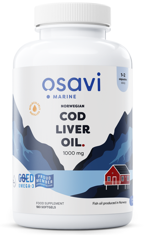 Osavi, Norwegian Cod Liver Oil Softgels, 1000mg (Lemon) - 180 softgels