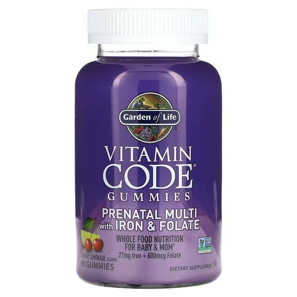 Garden of Life, Vitamin Code Prenatal Multi with Iron & Folate Gummies, Cherry Lemonade - 90 gummies