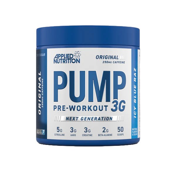 Applied Nutrition, Pump 3G Pre-Workout, Icy Blue Raz (EAN 5056555204979) - 375g
