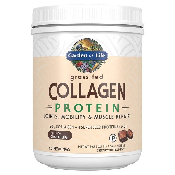 Garden of Life, Grass Fed Collagen Protein, Chocolate - 588g