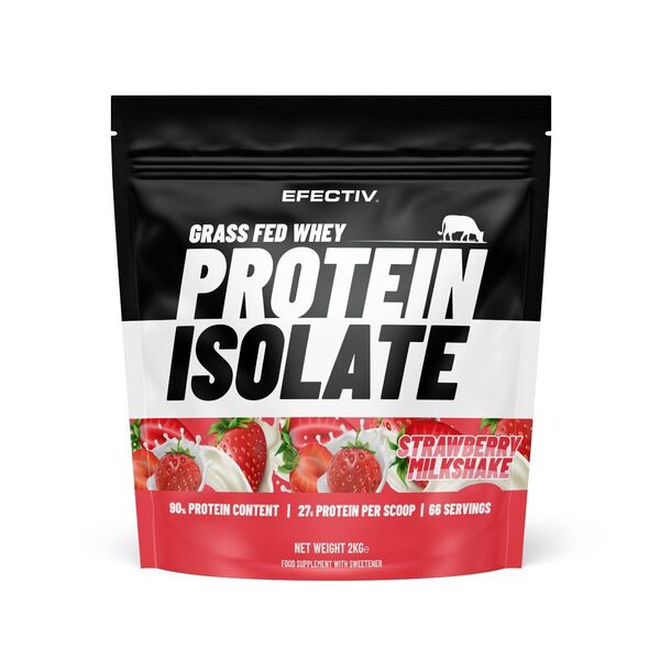 Efectiv Nutrition, Grass Fed Whey Protein Isolate, Strawberry Milkshake - 2000g