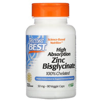 Doctor's Best, High Absorption Zinc Bisglycinate, 50mg - 90 vcaps