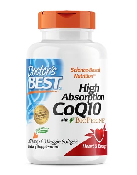Doctor's Best, High Absorption CoQ10 with BioPerine, 200mg - 60 veggie softgels