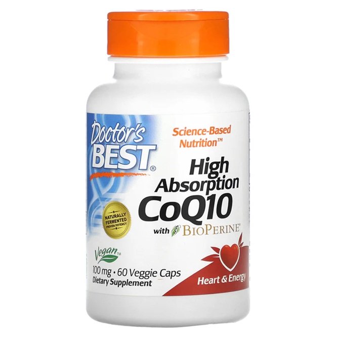 Doctor's Best, High Absorption CoQ10 with BioPerine, 100mg - 60 vcaps