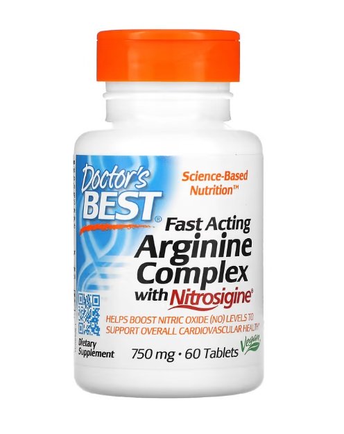 Doctor's Best, Fast Acting Arginine Complex with Nitrosigine, 750mg - 60 tablets