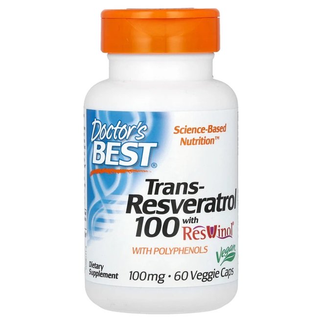 Doctor's Best, Trans-Resveratrol with ResVinol, 100mg - 60 vcaps