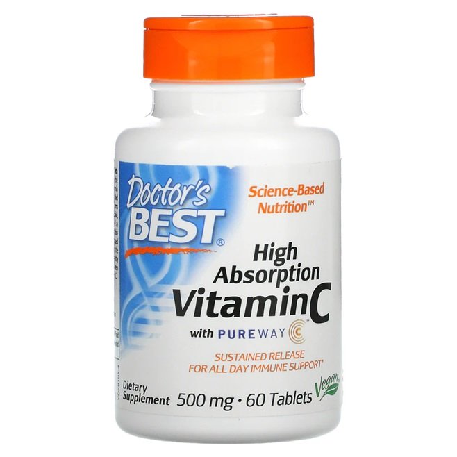 Doctor's Best, High Absorption Vitamin C with PureWay-C, 500mg - 60 tablets