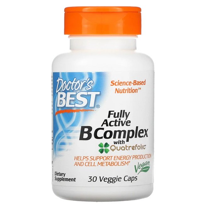 Doctor's Best, Fully Active B-Complex with Quatrefolic - 30 vcaps