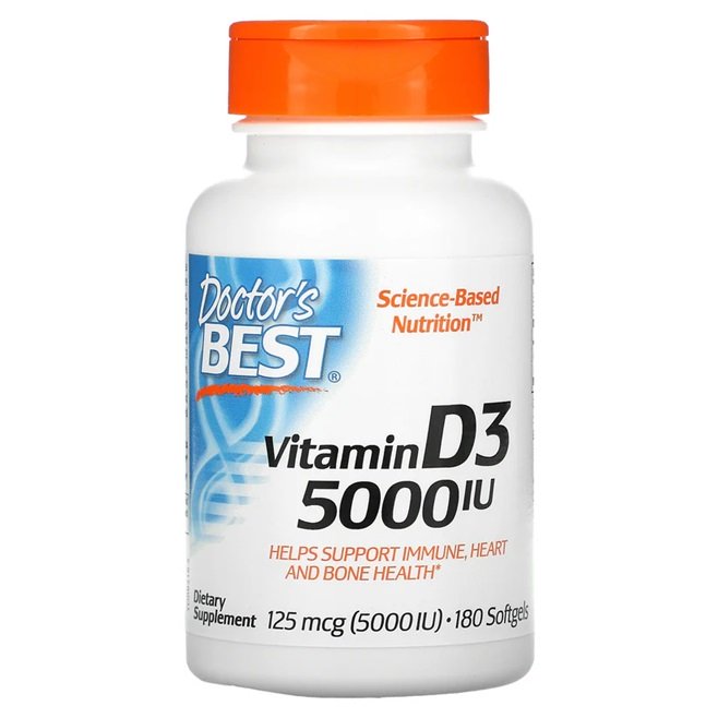 Doctor's Best, Vitamin D3, 5000 IU - 180 softgels