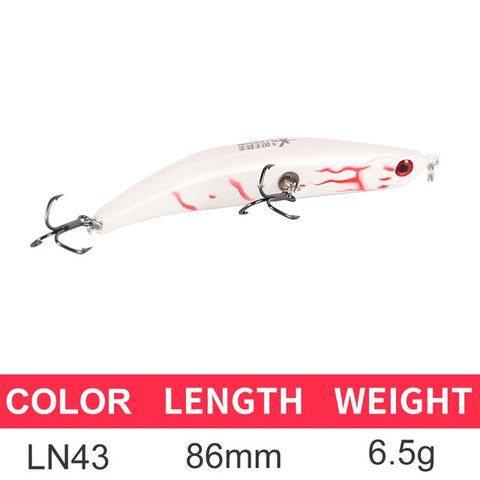 Kingdom Floating Pencil fishing lures 110mm/10g 86mm/6.5g Hard Baits Bending shape RED VMC Hook lure for Sea bass model 5349