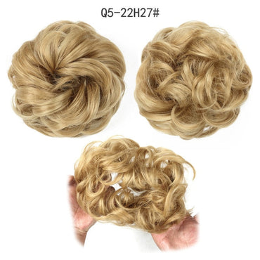 XINRAN Synthetic Bun Extensions Curly Messy Bun Hair Scrunchies Elegant Chignons Wedding Hair Piece for Women and Kids